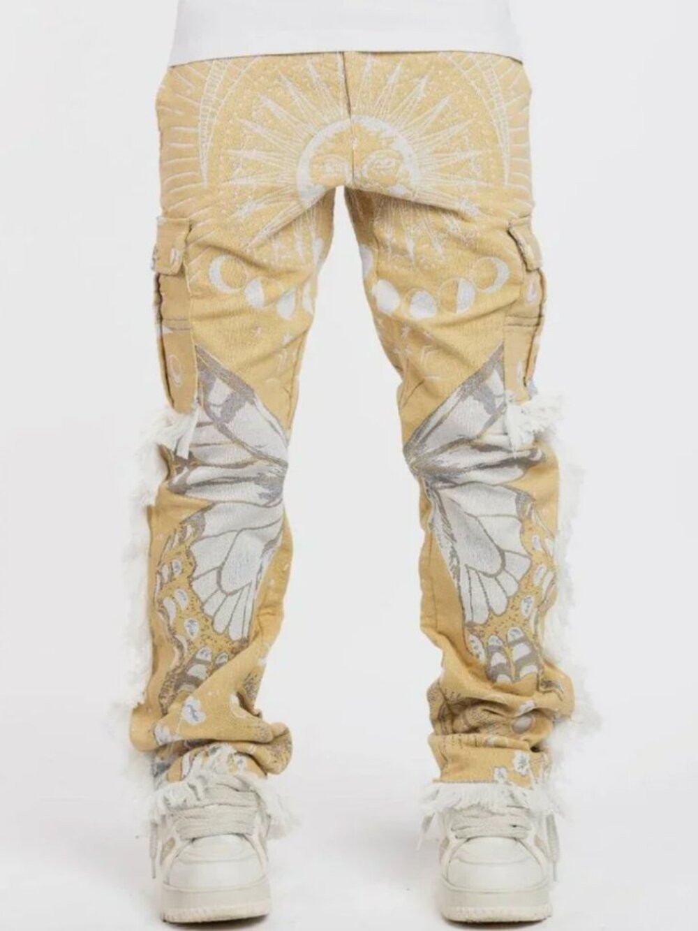 Guapi Tapestry Pant Cargo Stars Cosmos Astrology Tassle Festival Sand NWT 28
